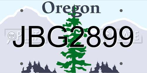 JBG2899 Oregon License Plate