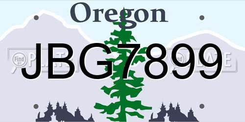 JBG7899 Oregon License Plate