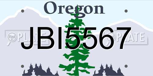 JBI5567 Oregon License Plate