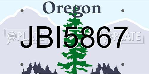 JBI5867 Oregon License Plate