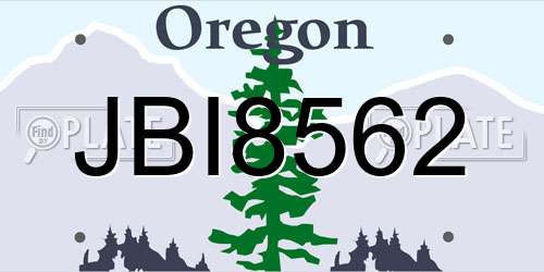 JBI8562 Oregon License Plate