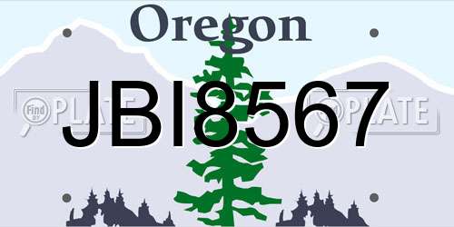 JBI8567 Oregon License Plate