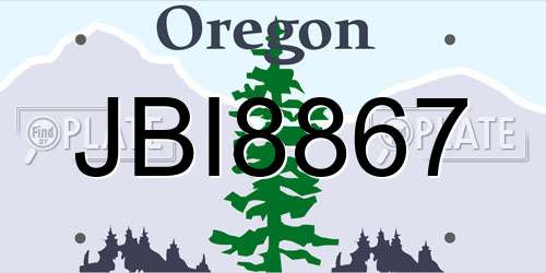 JBI8867 Oregon License Plate