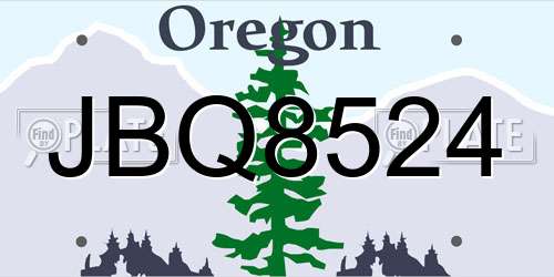 JBQ8524 Oregon License Plate