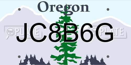 JC8B6G Oregon License Plate