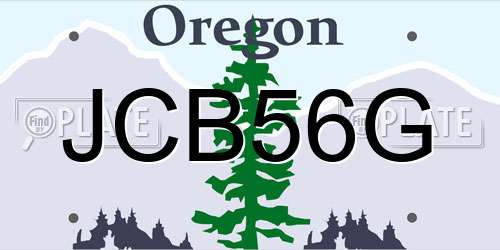JCB56G Oregon License Plate