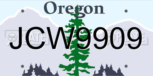 JCW9909 Oregon License Plate