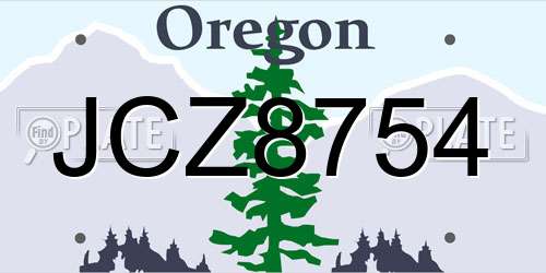 JCZ8754 Oregon License Plate