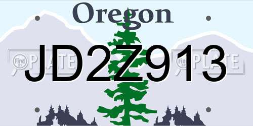 JD2Z913 Oregon License Plate