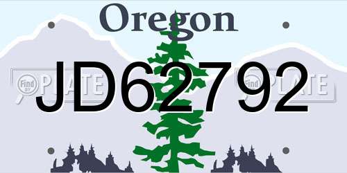 JD62792 Oregon License Plate
