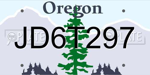 JD6T297 Oregon License Plate