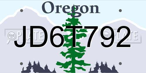 JD6T792 Oregon License Plate