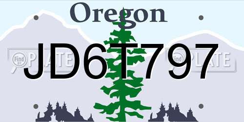 JD6T797 Oregon License Plate