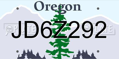 JD6Z292 Oregon License Plate