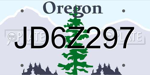 JD6Z297 Oregon License Plate