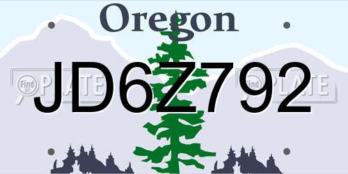 JD6Z792 Oregon License Plate