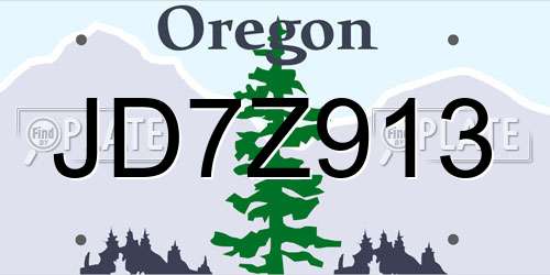 JD7Z913 Oregon License Plate