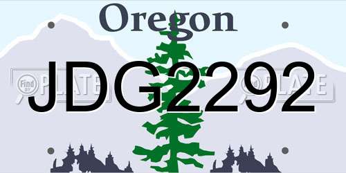 JDG2292 Oregon License Plate