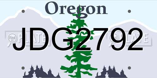 JDG2792 Oregon License Plate