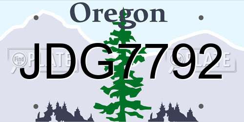 JDG7792 Oregon License Plate