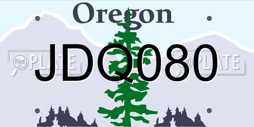 JDQ080 Oregon License Plate