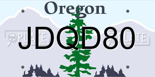 JDQD80 Oregon License Plate