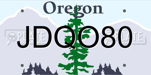 JDQO80 Oregon License Plate