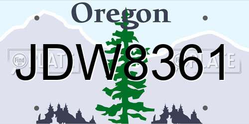 JDW8361 Oregon License Plate