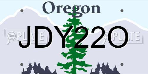 JDY22O Oregon License Plate