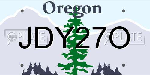 JDY27O Oregon License Plate