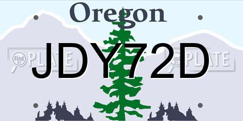 JDY72D Oregon License Plate