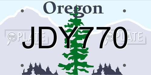 JDY770 Oregon License Plate