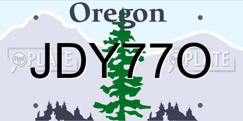 JDY77O Oregon License Plate
