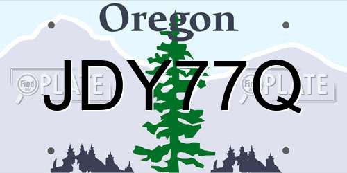 JDY77Q Oregon License Plate