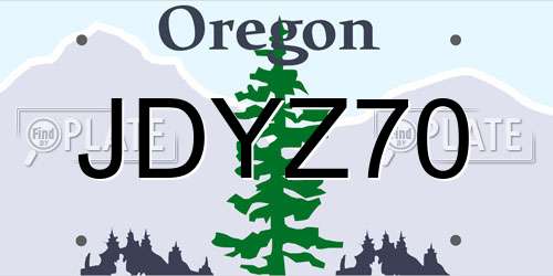 JDYZ70 Oregon License Plate