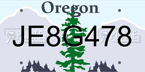 JE8G478 Oregon License Plate