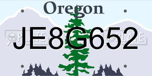JE8G652 Oregon License Plate