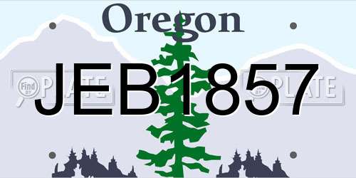 JEB1857 Oregon License Plate