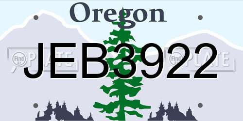 JEB3922 Oregon License Plate
