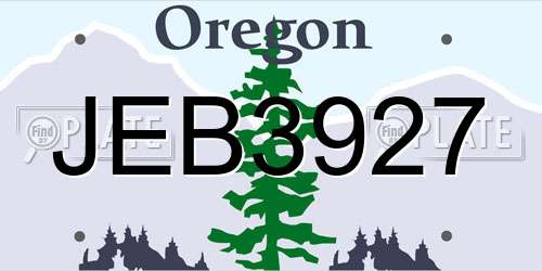 JEB3927 Oregon License Plate