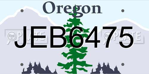 JEB6475 Oregon License Plate