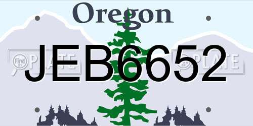 JEB6652 Oregon License Plate