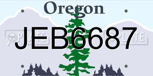 JEB6687 Oregon License Plate