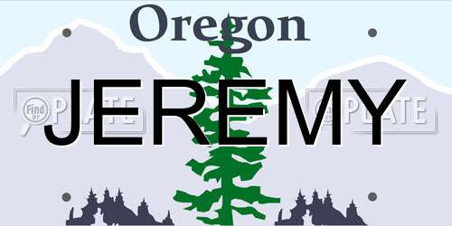 JEREMY Oregon License Plate