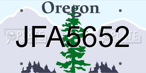 JFA5652 Oregon License Plate