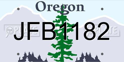 JFB1182 Oregon License Plate