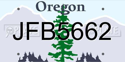JFB5662 Oregon License Plate