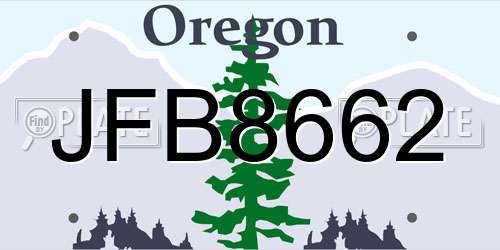 JFB8662 Oregon License Plate
