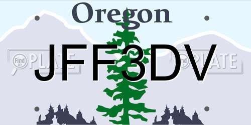 JFF3DV Oregon License Plate