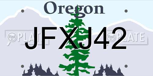 JFXJ42 Oregon License Plate
